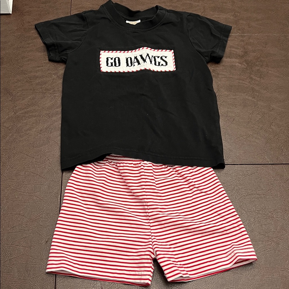 Kids Black and Red Striped Matching Set